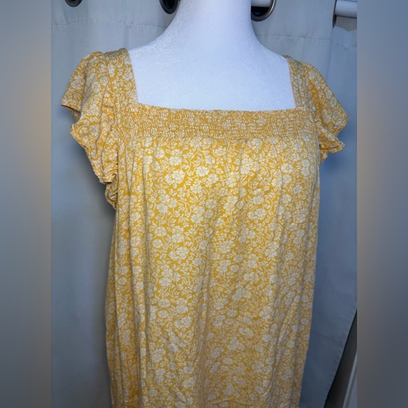 Wonderly Yellow Floral Smocked Midi Dress XXL Flowy Cottagecore Summer - Picture 6 of 7